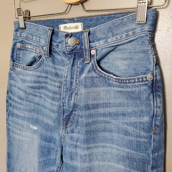 Madewell Jeans Womens Size 25 Rigid High Rise Skinny Medium Wash Distressed 2018 - Picture 4 of 14